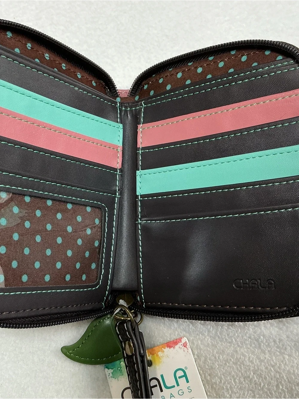 Chala Handbags Rose Zip Around Wallet Wristlet Dusty Pink Mauve Floral NWT